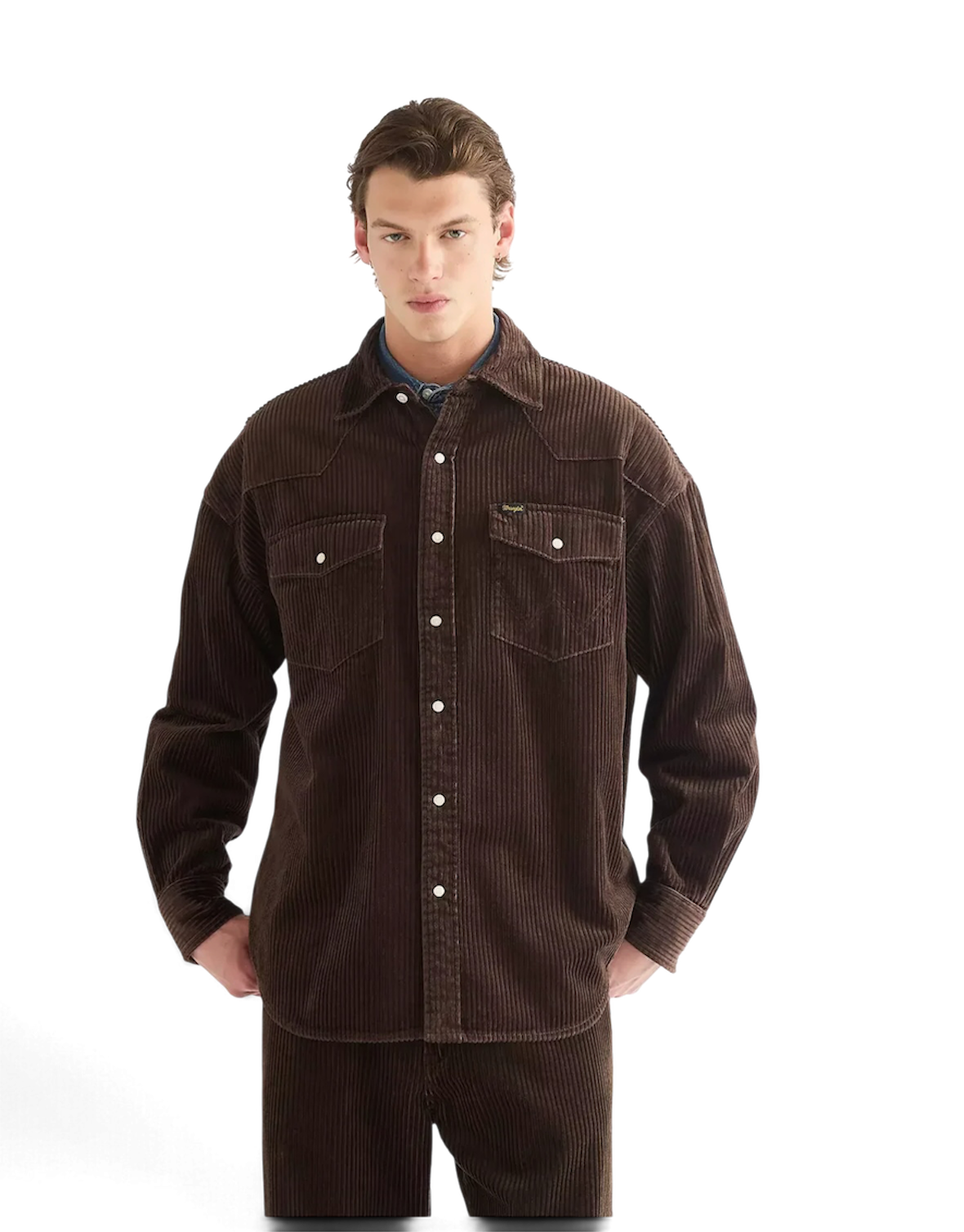 Wrangler Oversized Western Shirt – Coffee