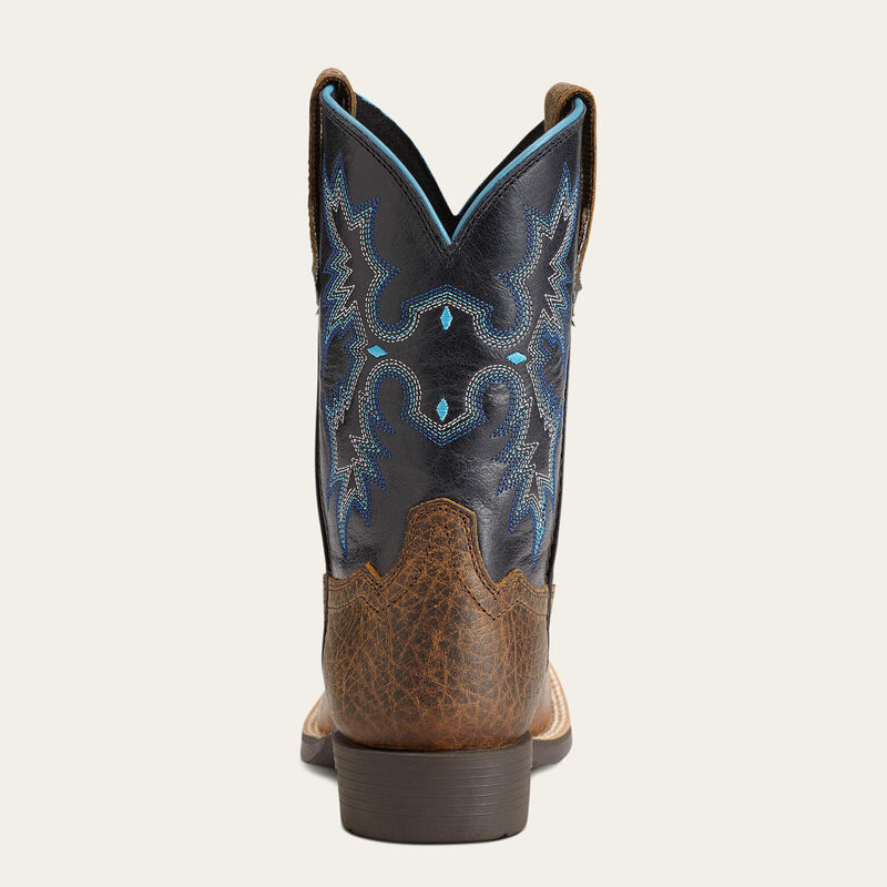 Kids Tombstone Earth/Black Wide Square Toe Western Boot