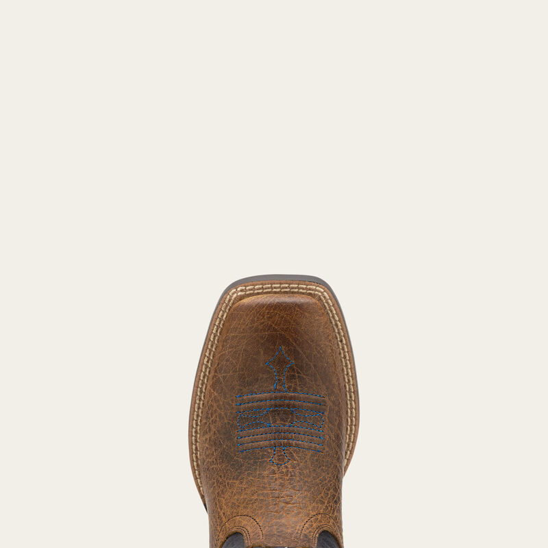 Kids Tombstone Earth/Black Wide Square Toe Western Boot