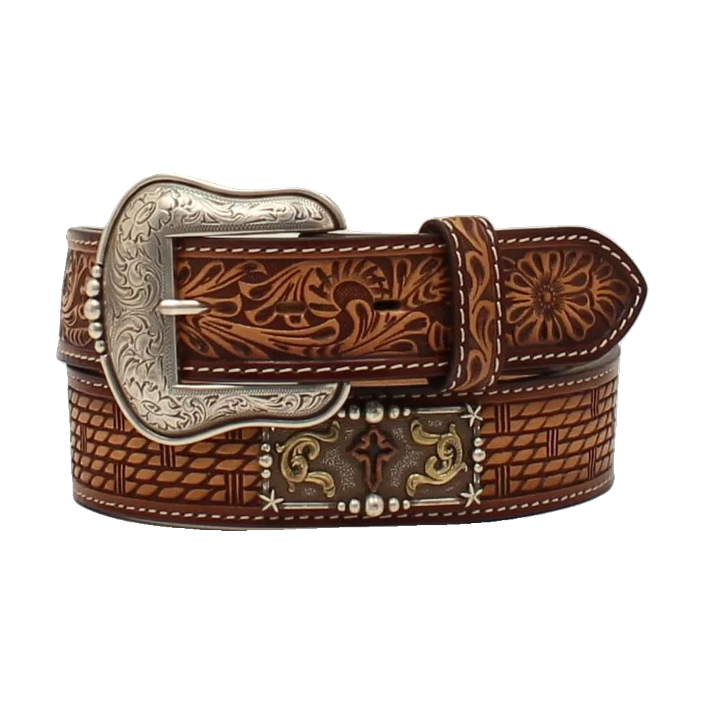Mens Western Bälte Floral Cross Concho