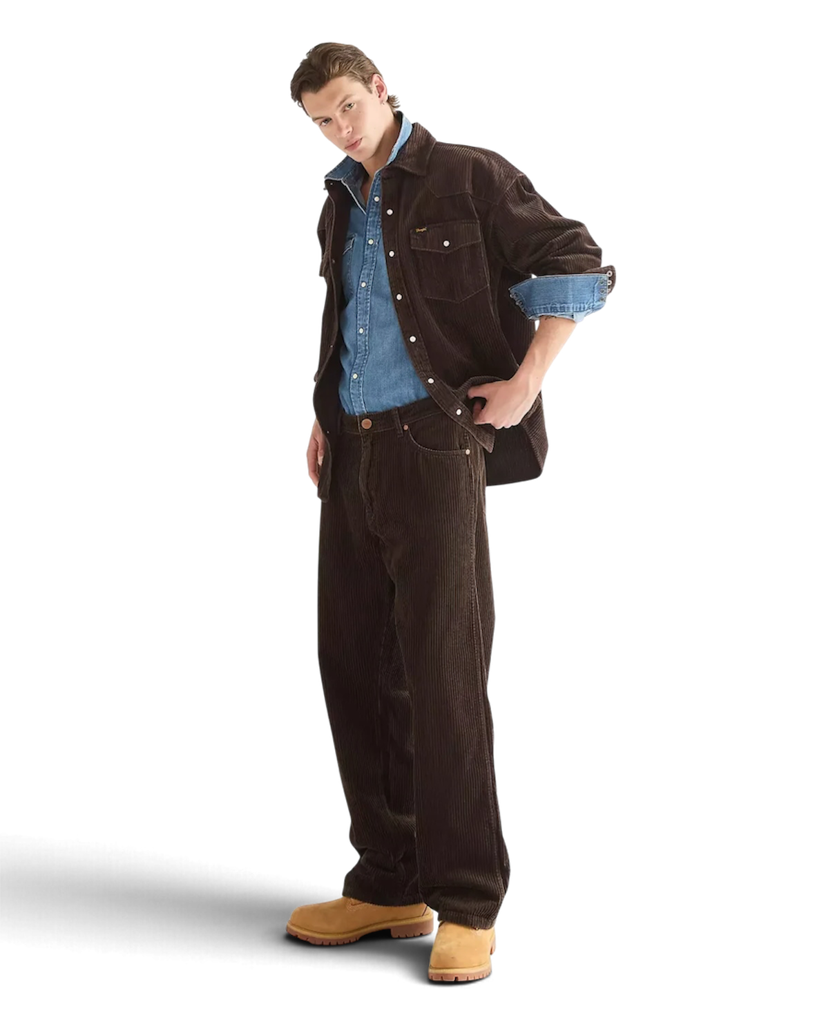 Wrangler Oversized Western Shirt – Coffee