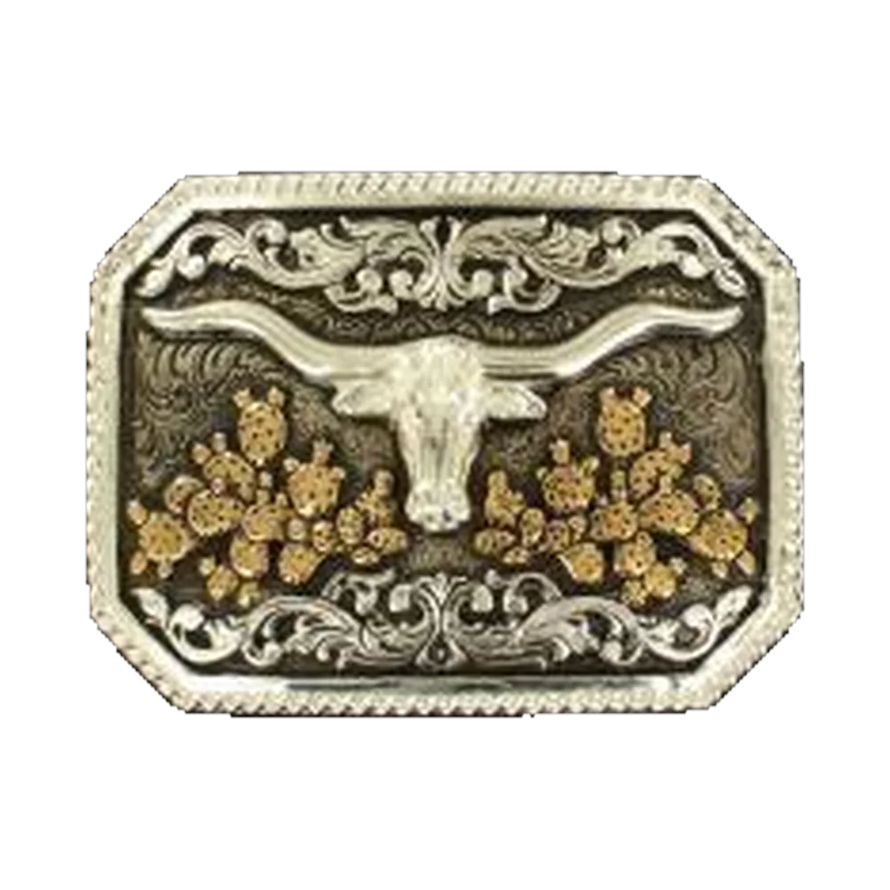 Bältesspänne Rectangle Longhorn Flower