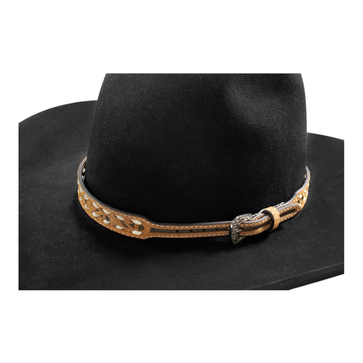 Läderhattband Scroll Filigree – Tan