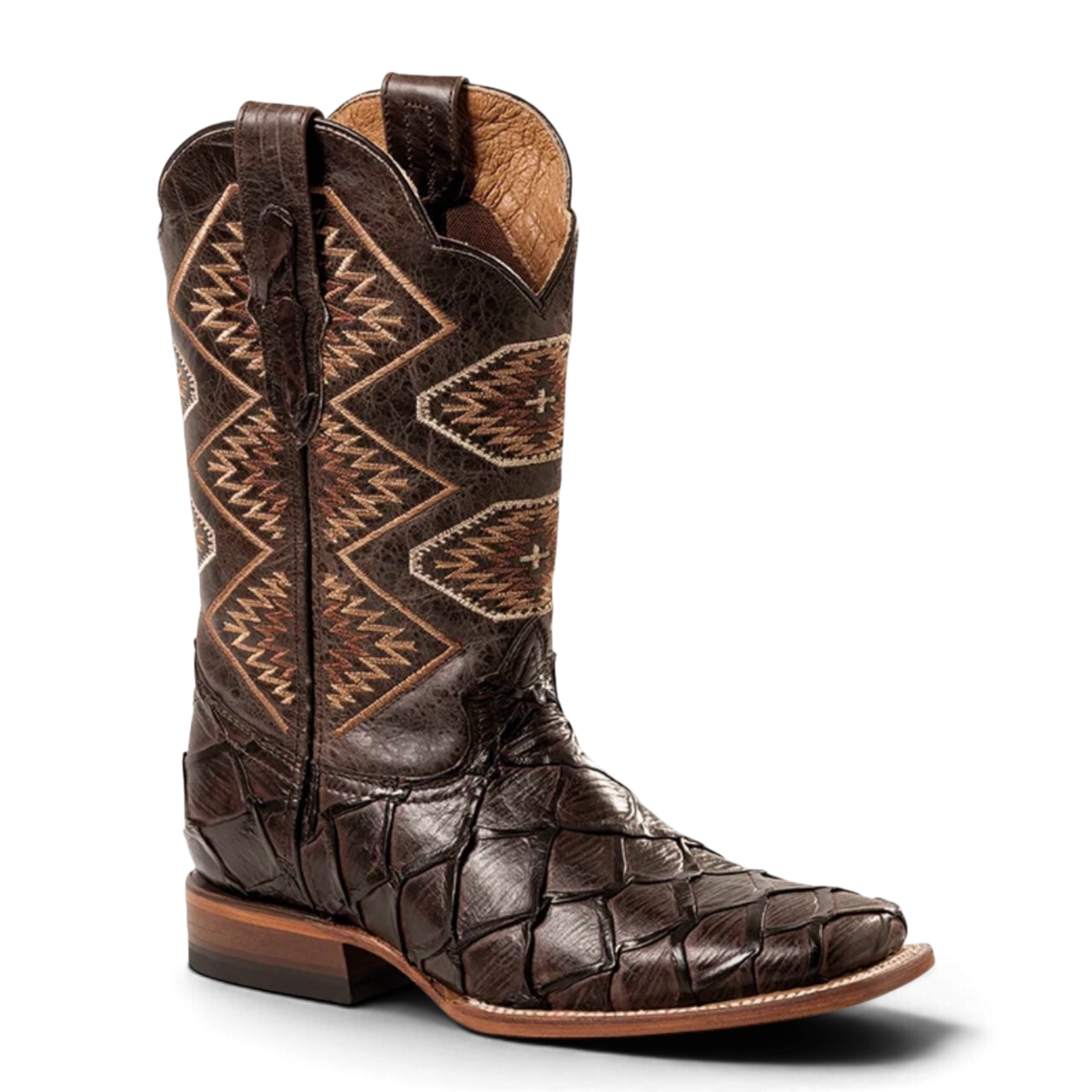 Armadillo western boots för herr från Stars and Stripes med strukturerad fotdel och broderat skaft