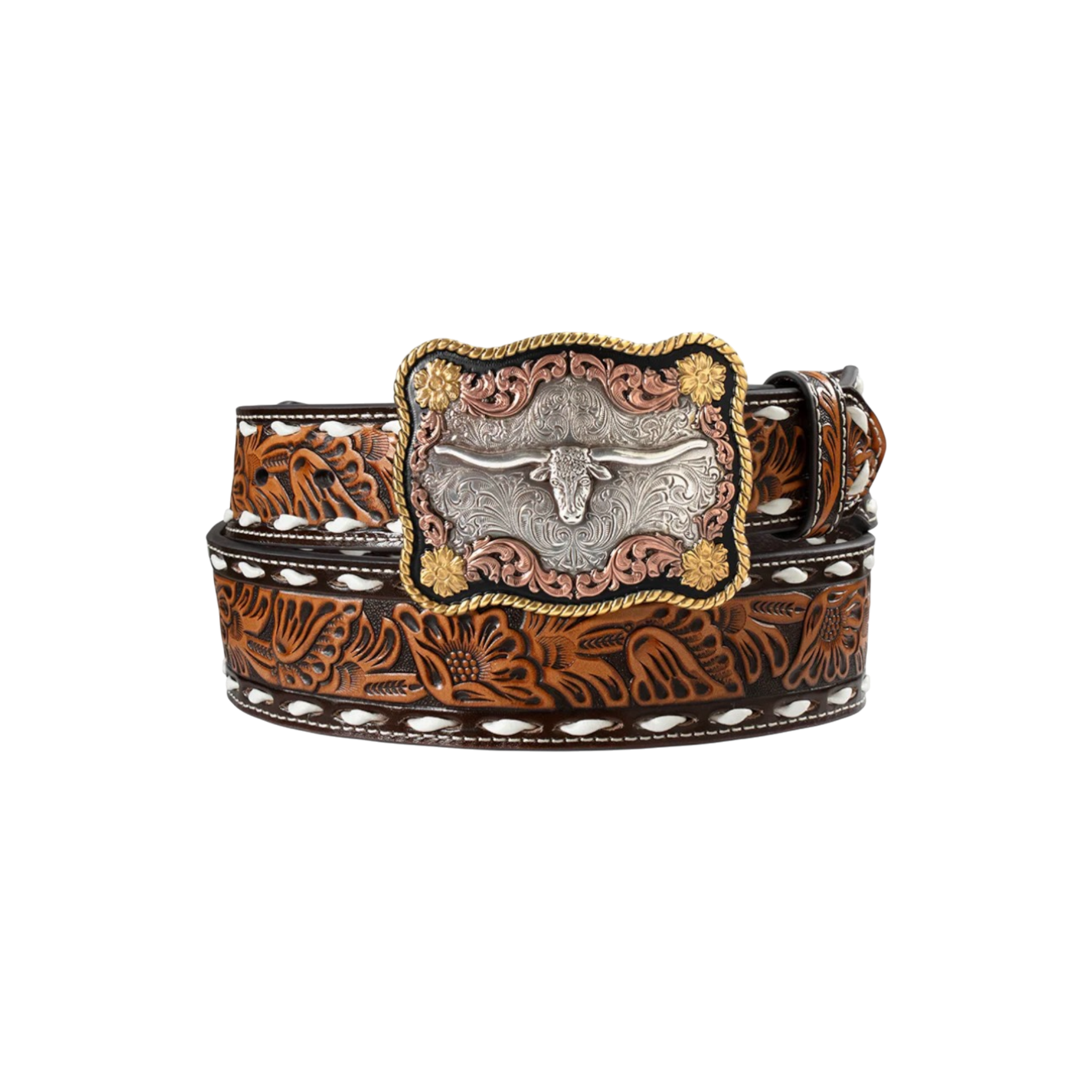 Nocona Floral Embossed Buckle Belt