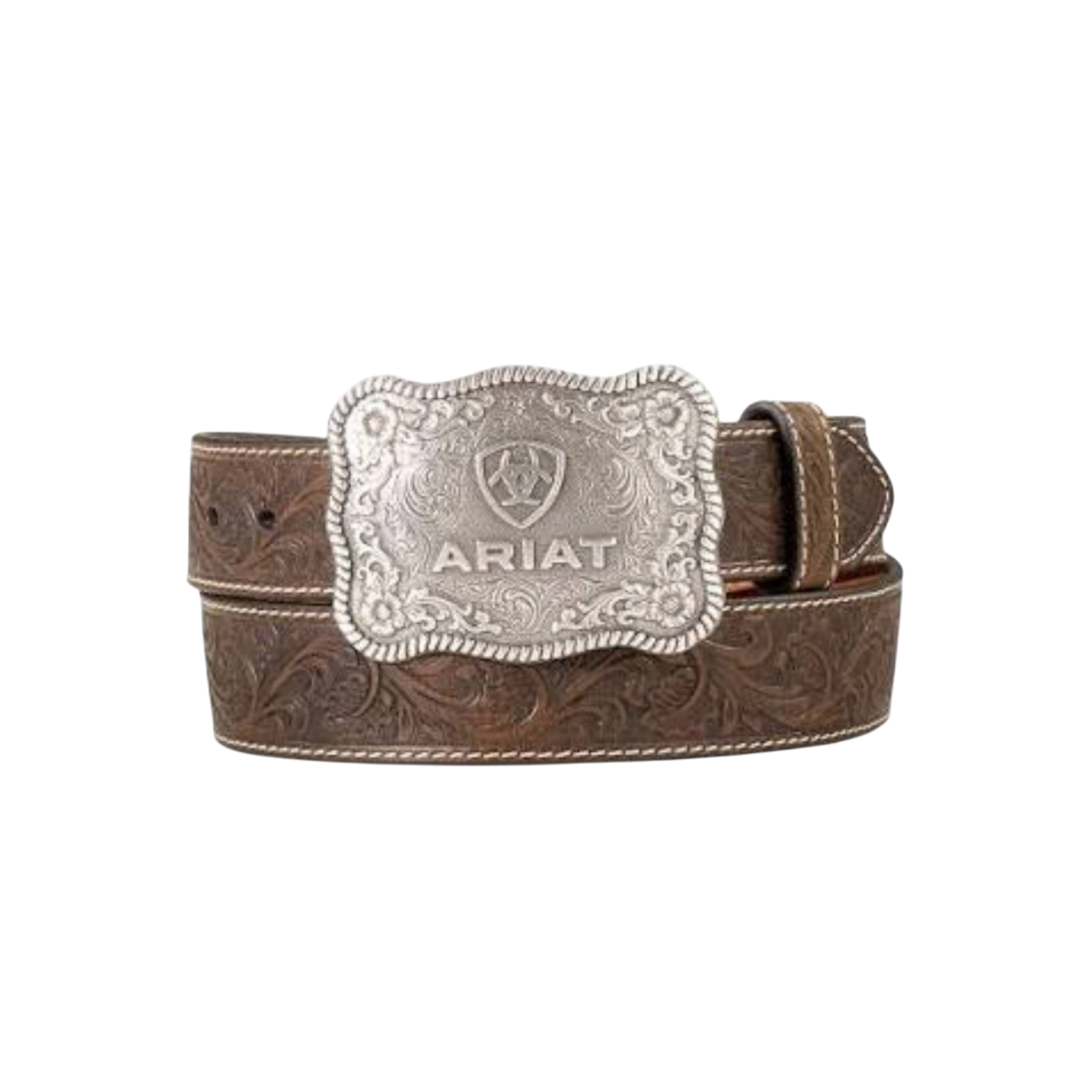 Ariat Floral Embossed Aged Bark Belt With Buckle