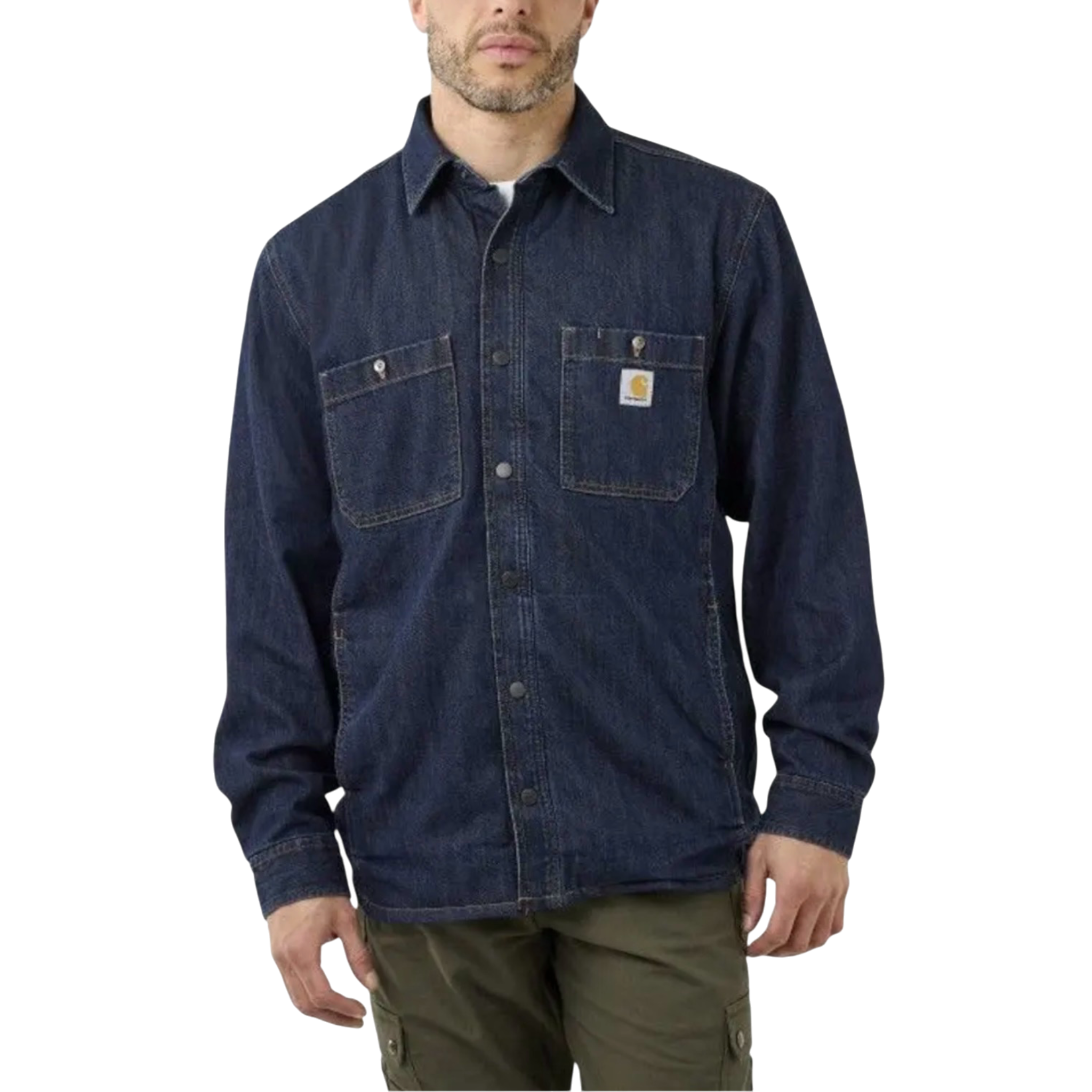 Carhartt Denim Fleece Lined Snap Front Shirt Glacier