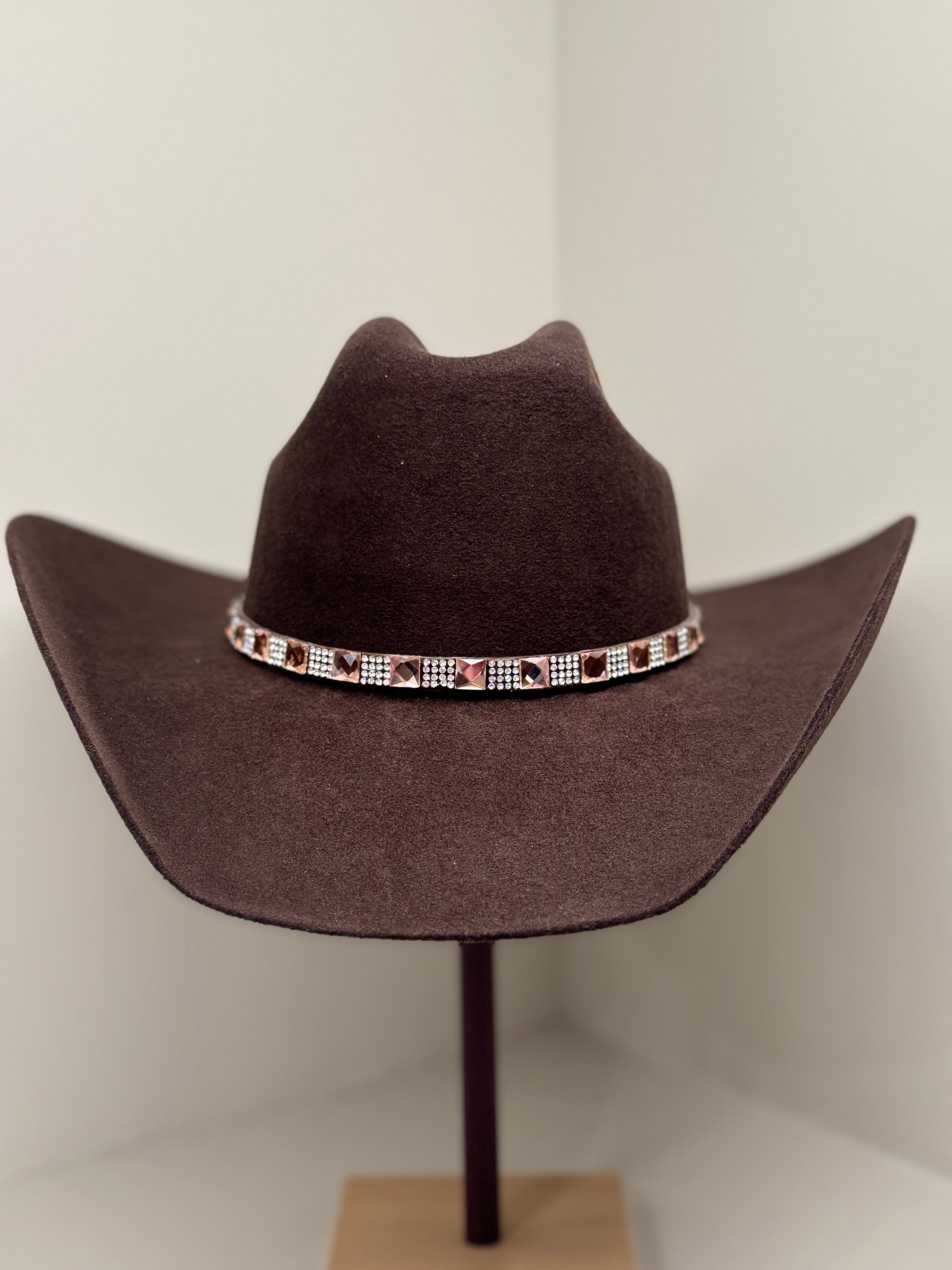 Hattband Rhinestone Square Rosé