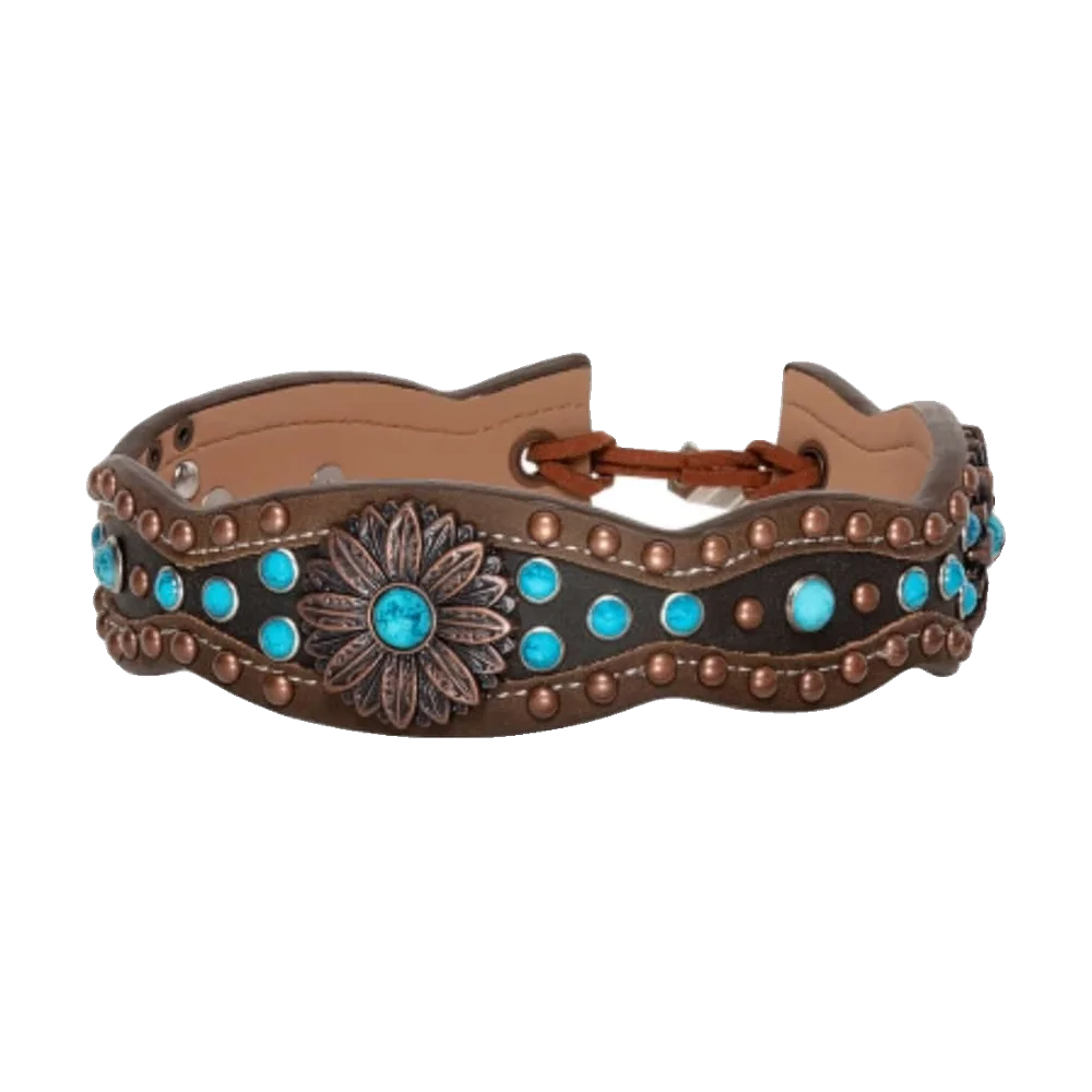 Brett Hattband med Turkos Sten & Kopparblomma