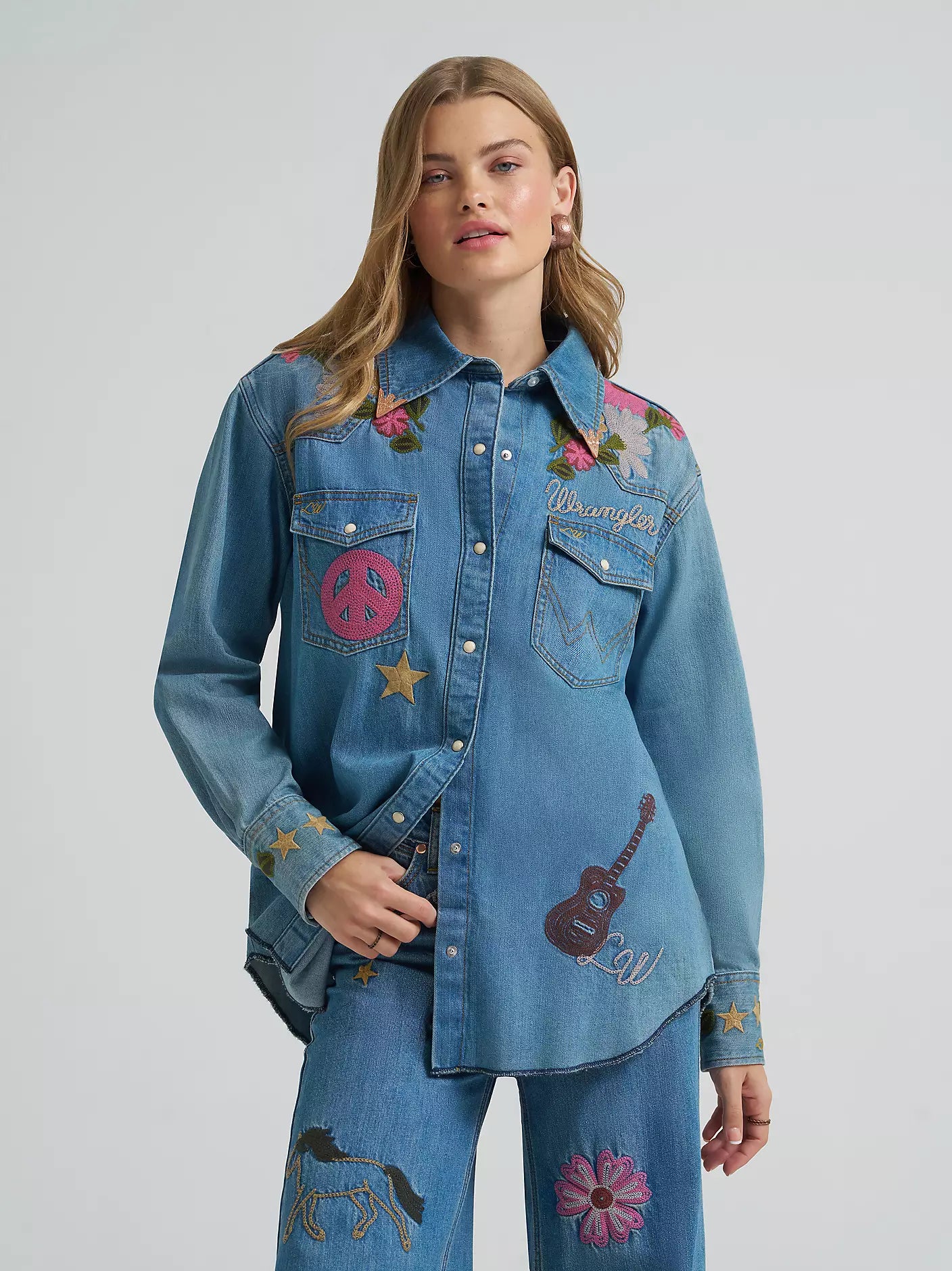 Lainey Wilson x Wrangler Embroidered Denim Shirt