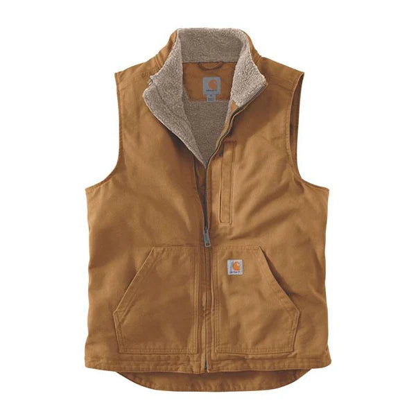Washed Duck Lined Mock Neck Vest Brown