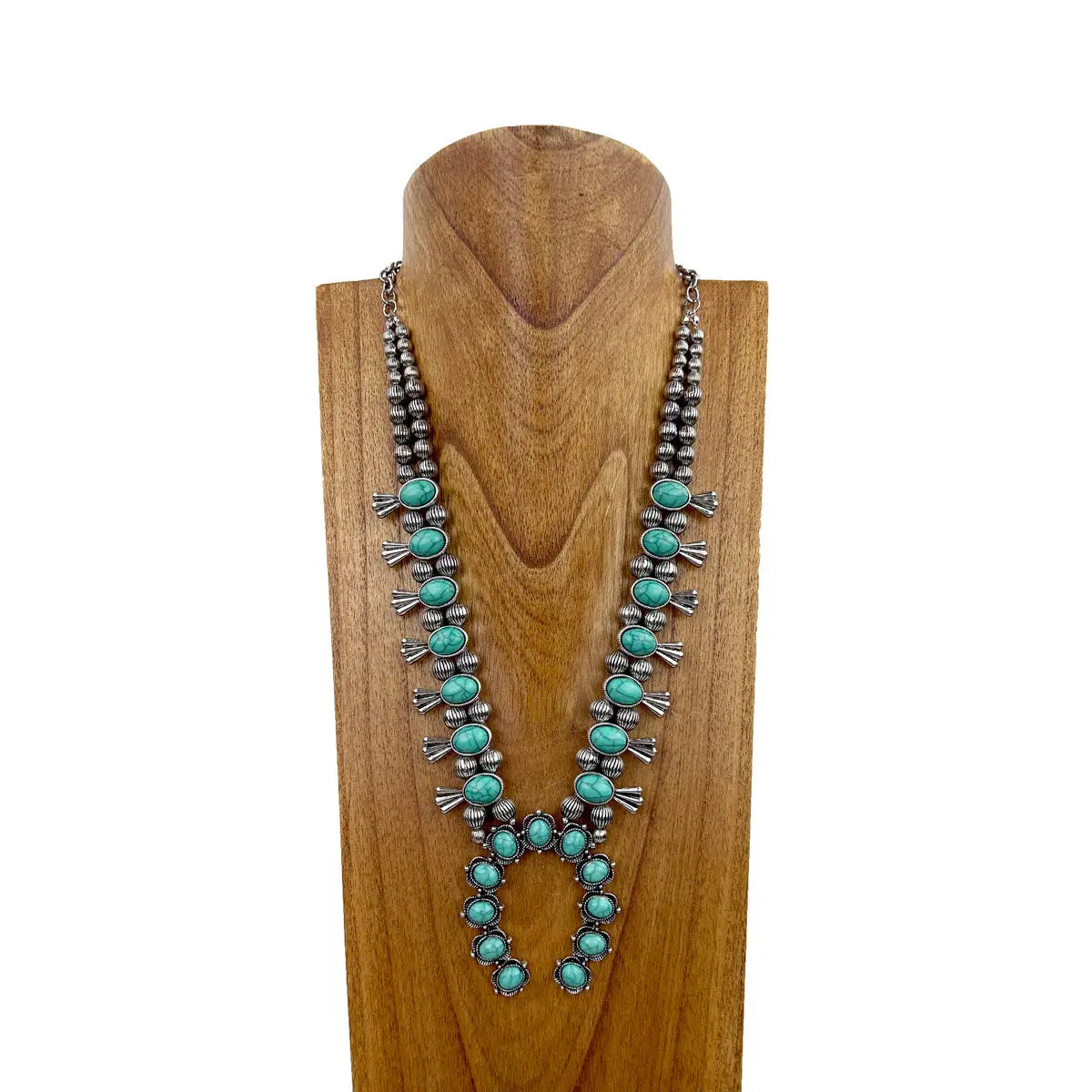 Western Squash Blossom Halsband – Grön Sten