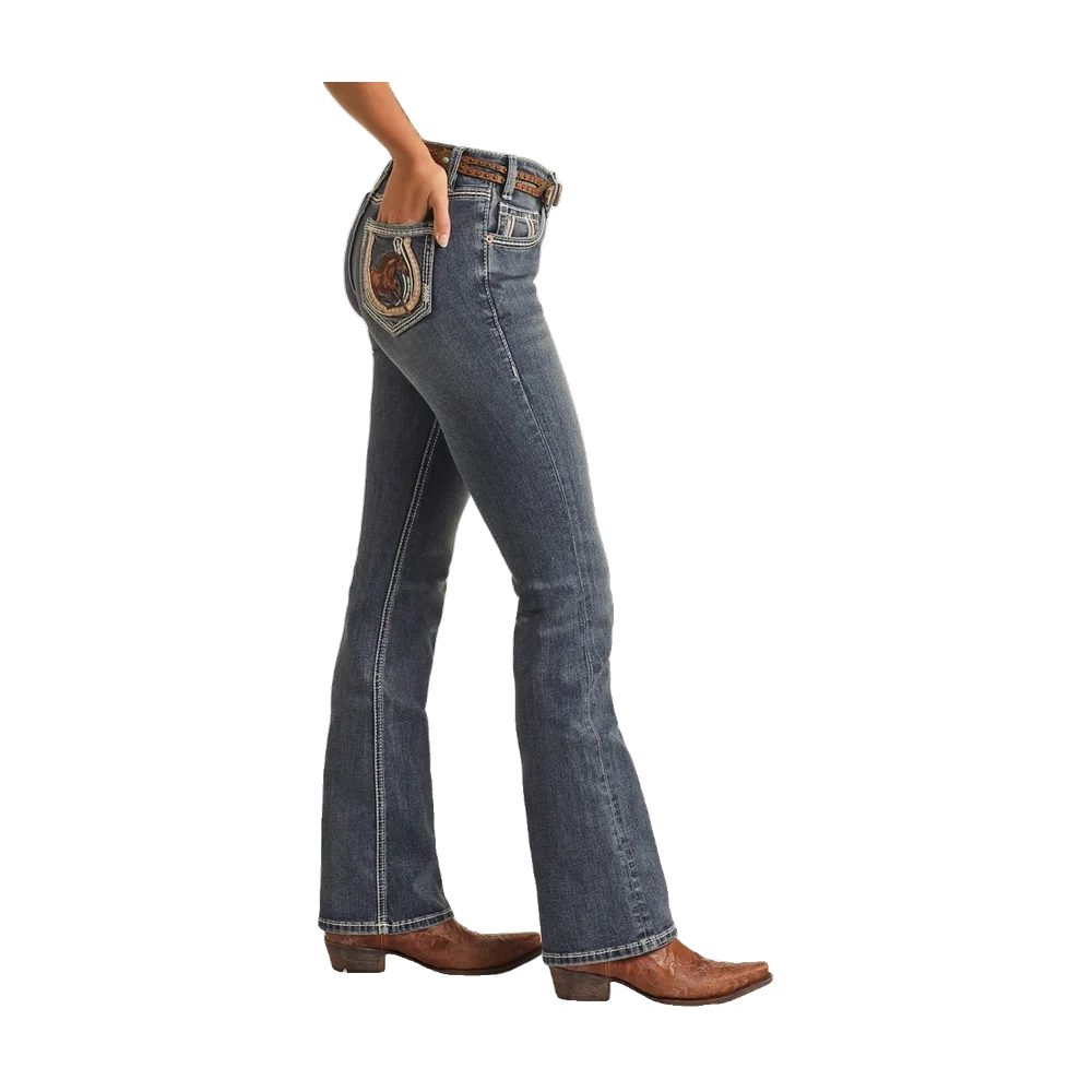 Running Horse Boot Cut Jeans Rock and Roll Denim