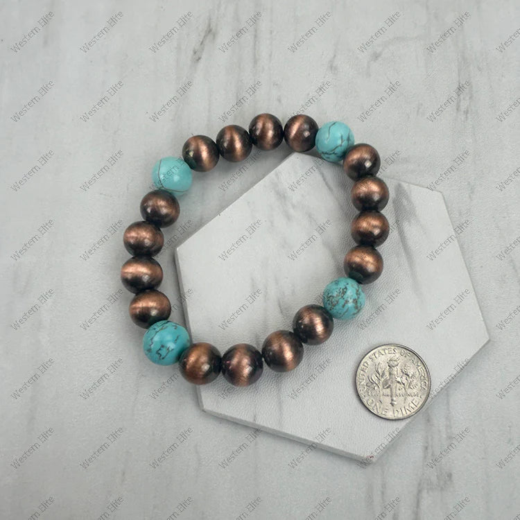 Stretch Bracelet Copper/Turquoise Stone