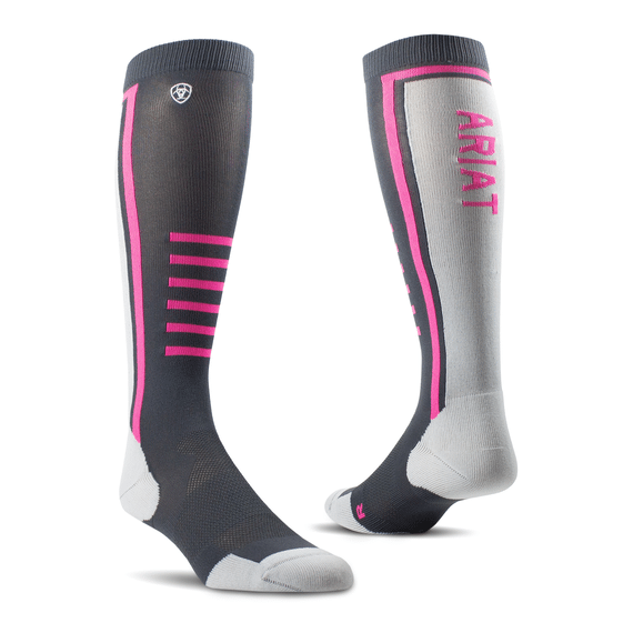 AriatTEK Slimline Performance Socks Ebony/Knockout pink Ariat