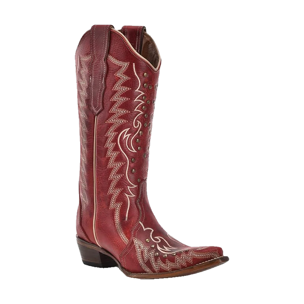Circle G By Corral Ladies Embroidery & Studs Red Western Boots