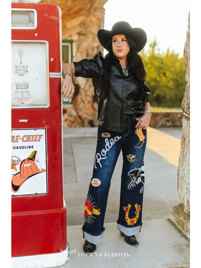 Rodeo Patch Jeans Lucky And Blessed