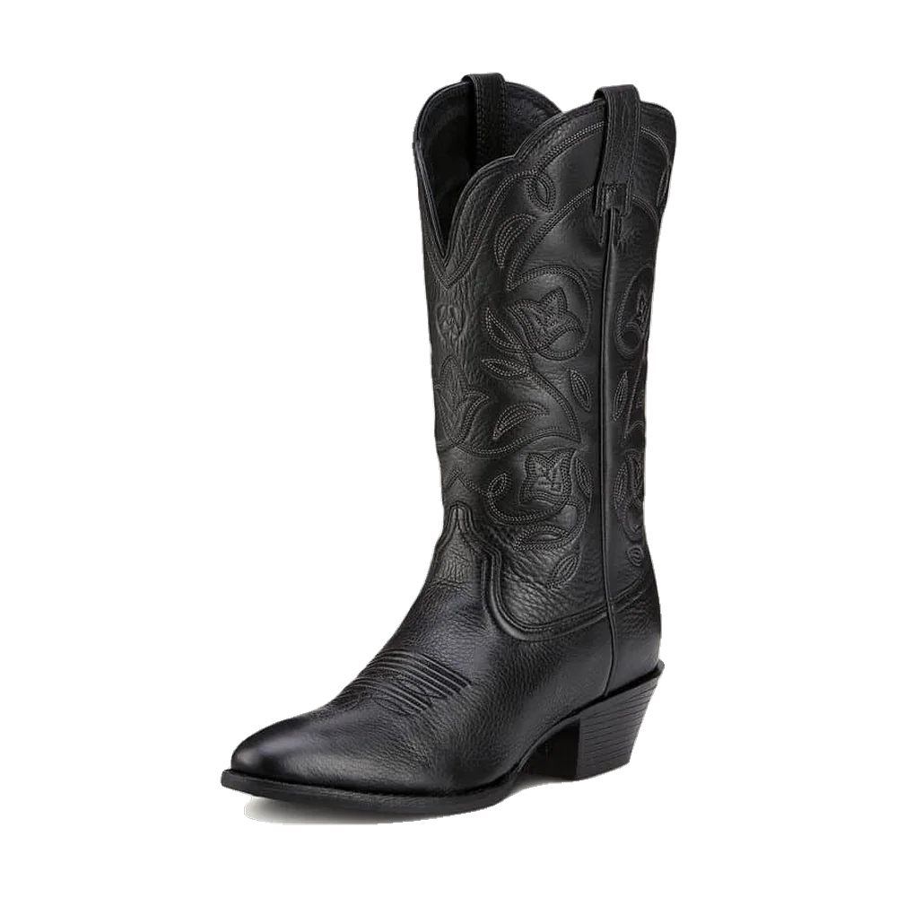Ariat Heritage R Toe Western Boot Black Deertan