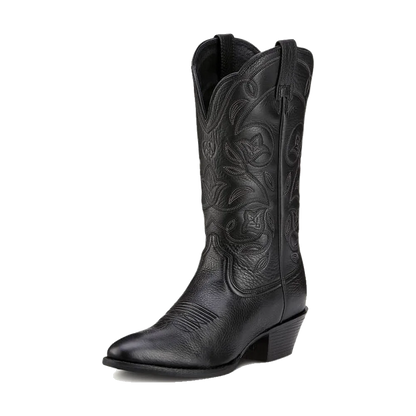 Ariat Heritage R Toe Western Boot Black Deertan