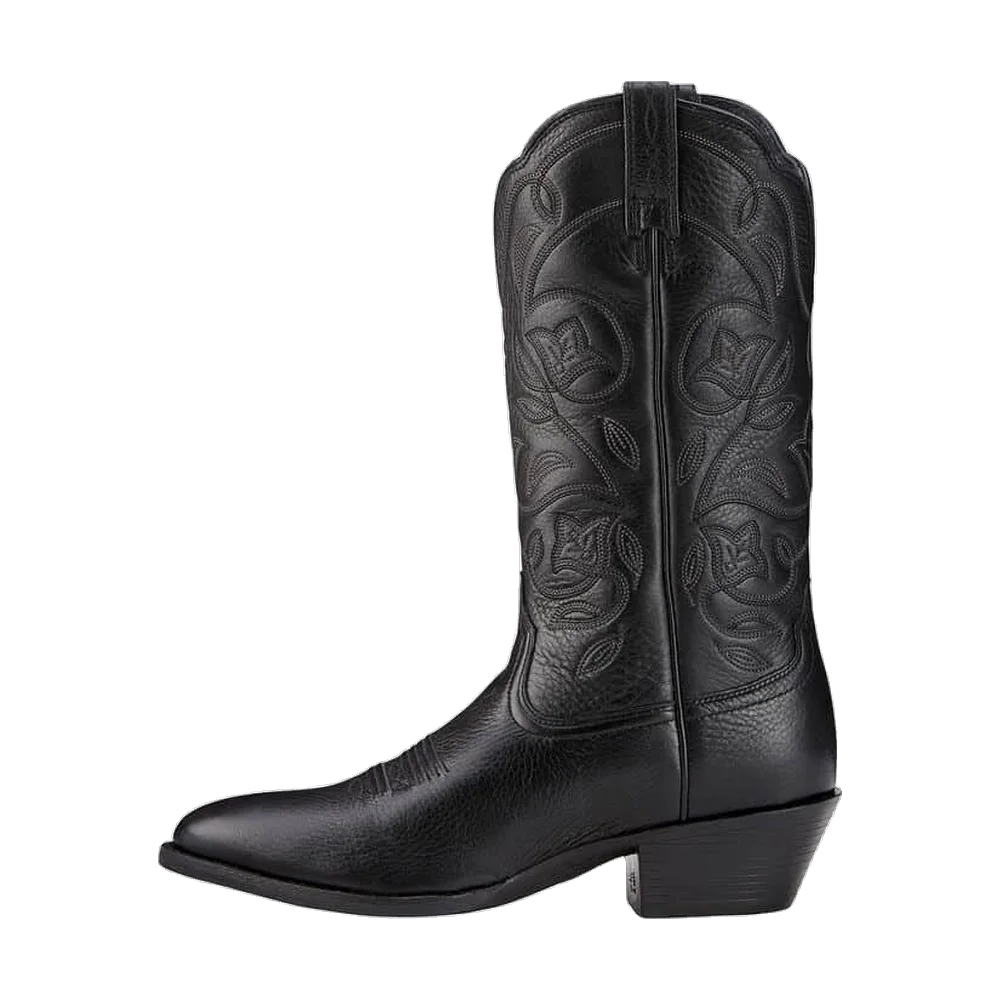 Ariat Heritage R Toe Western Boot Black Deertan