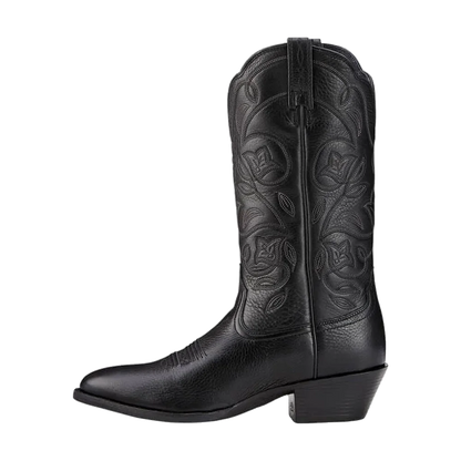 Ariat Heritage R Toe Western Boot Black Deertan