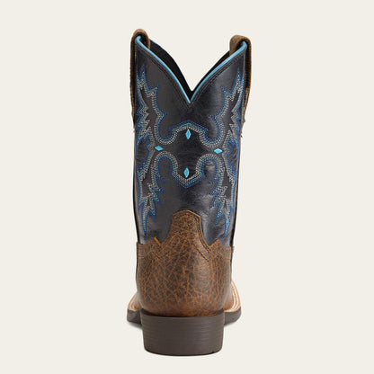 Kids Tombstone Earth/Black Wide Square Toe Western Boot