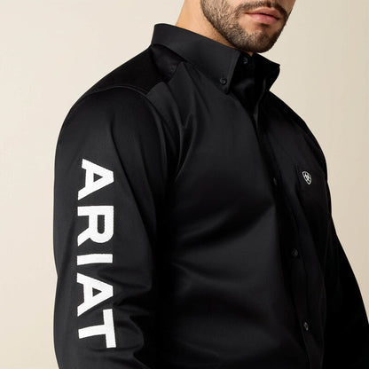 Team Logo Twill Fitted Shirt Black