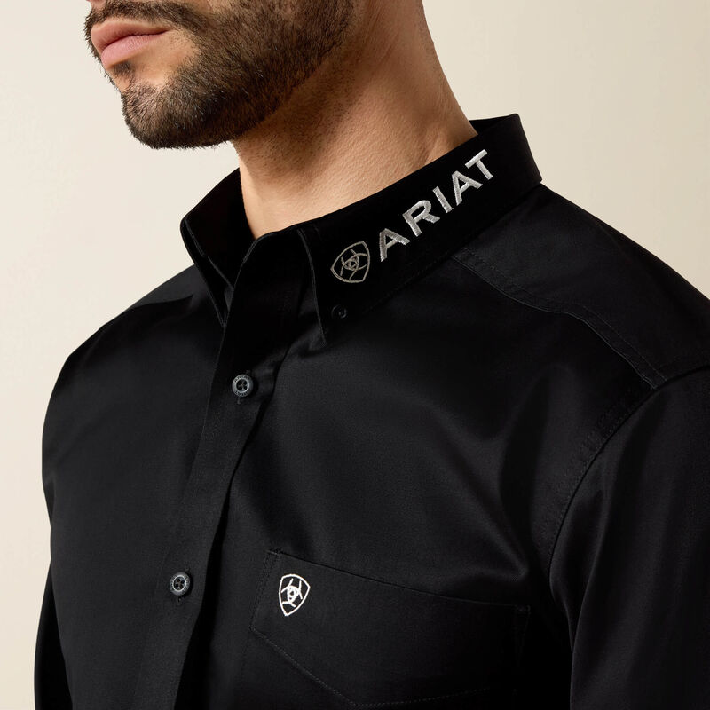 Team Logo Twill Fitted Shirt Black