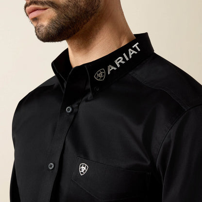 Team Logo Twill Fitted Shirt Black