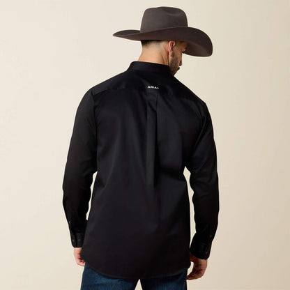 Team Logo Twill Fitted Shirt Black