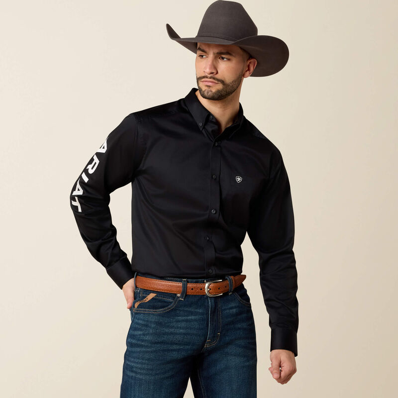 Team Logo Twill Fitted Shirt Black