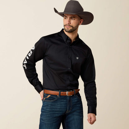 Team Logo Twill Fitted Shirt Black
