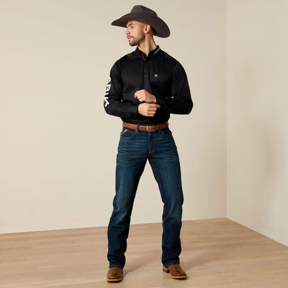 Team Logo Twill Fitted Shirt Black