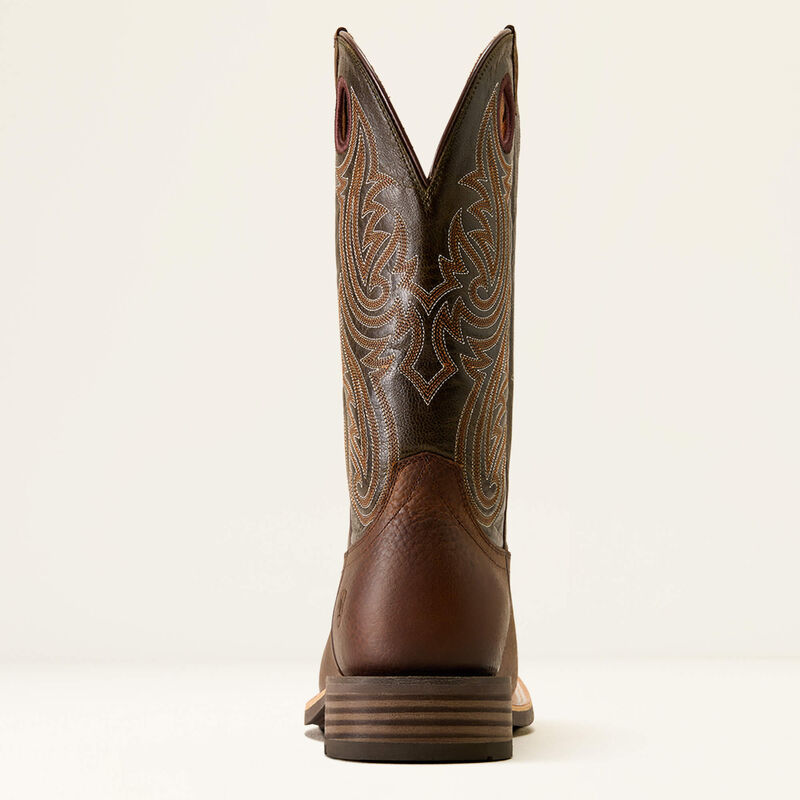 Highland Toughstock Wide Square Toe Western Boot - Brown Oiled Rowdy/ Timber Olive