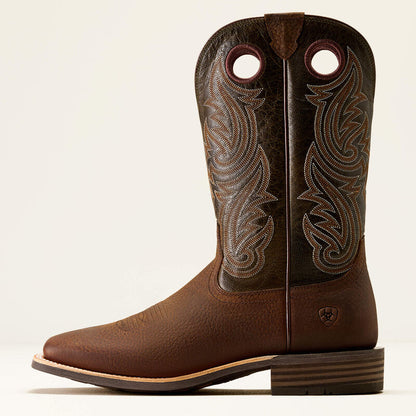 Highland Toughstock Wide Square Toe Western Boot - Brown Oiled Rowdy/ Timber Olive