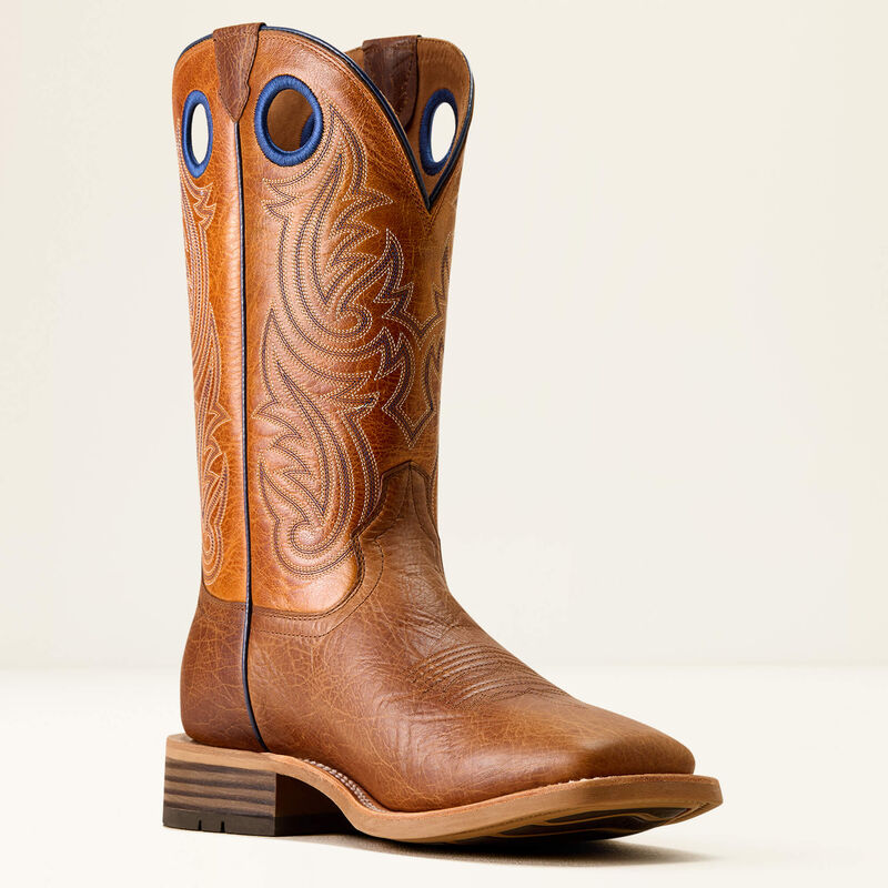 Highland Toughstock Wide Square Toe Western Boot - Cottage Brown/ Marigold