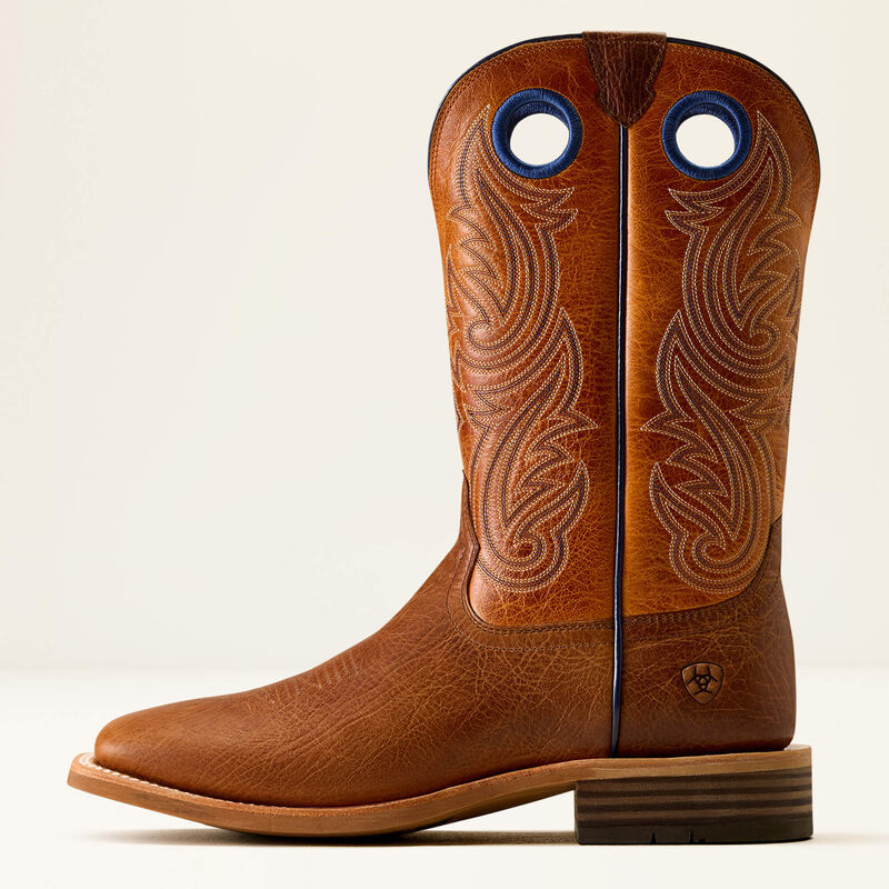 Highland Toughstock Wide Square Toe Western Boot - Cottage Brown/ Marigold