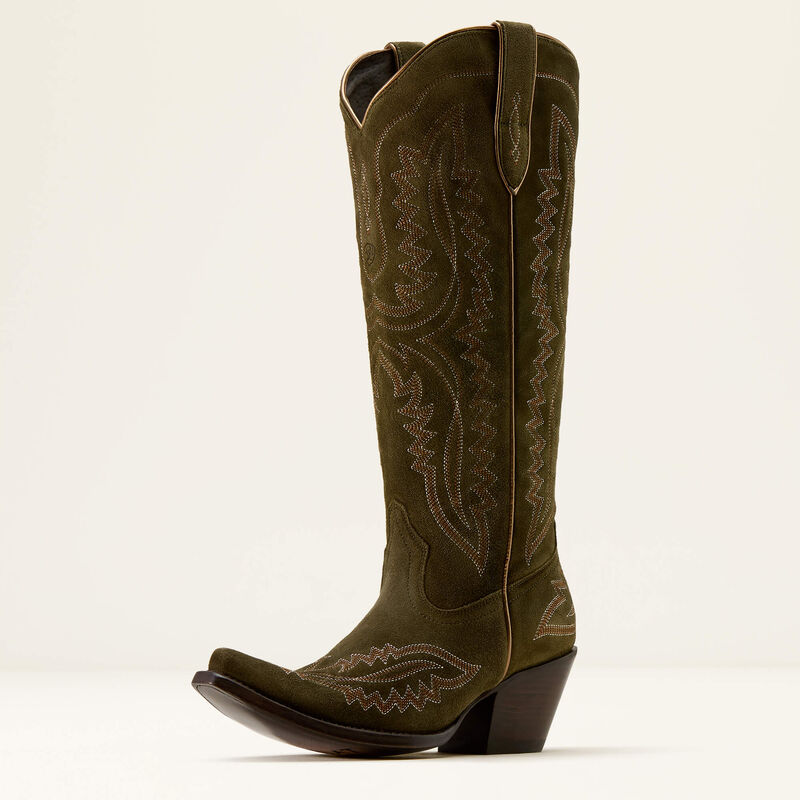 Ariat Casanova X Toe Soft Olive Suede westernboots dam framifrån