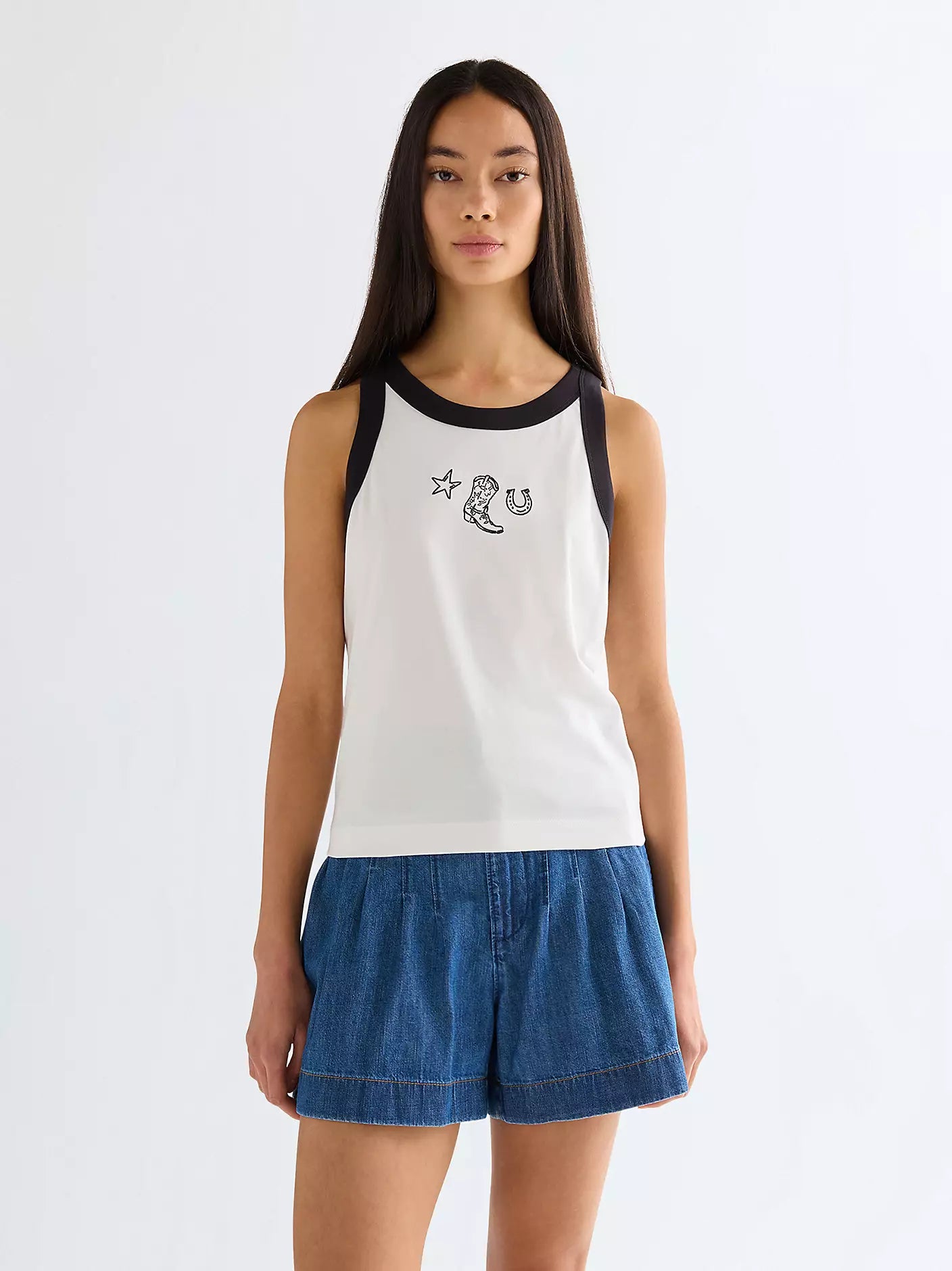 Ringer Tank Worn White