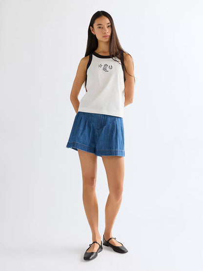 Ringer Tank Worn White