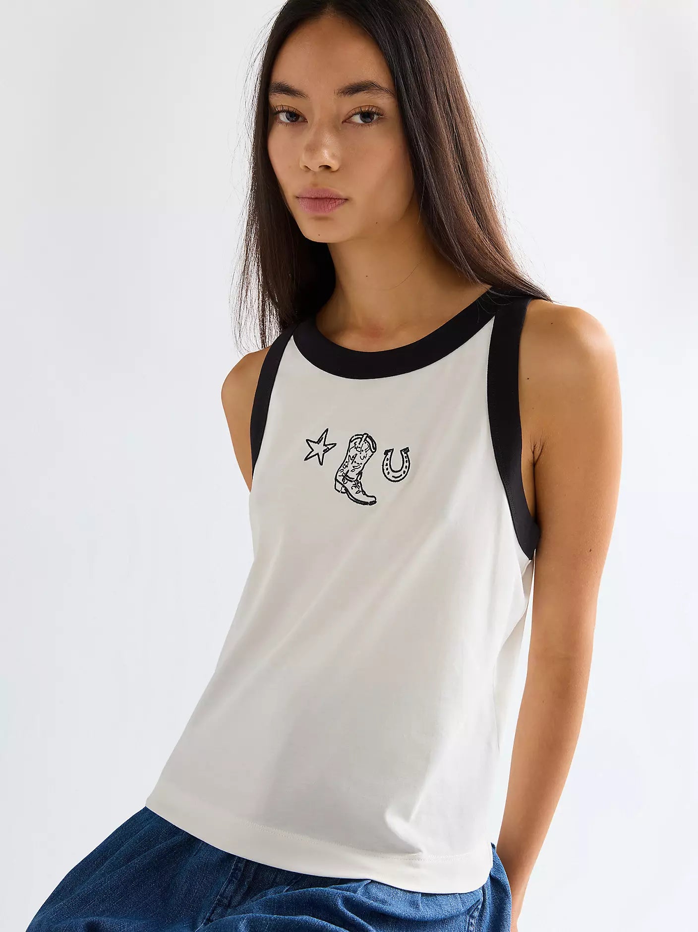 Ringer Tank Worn White
