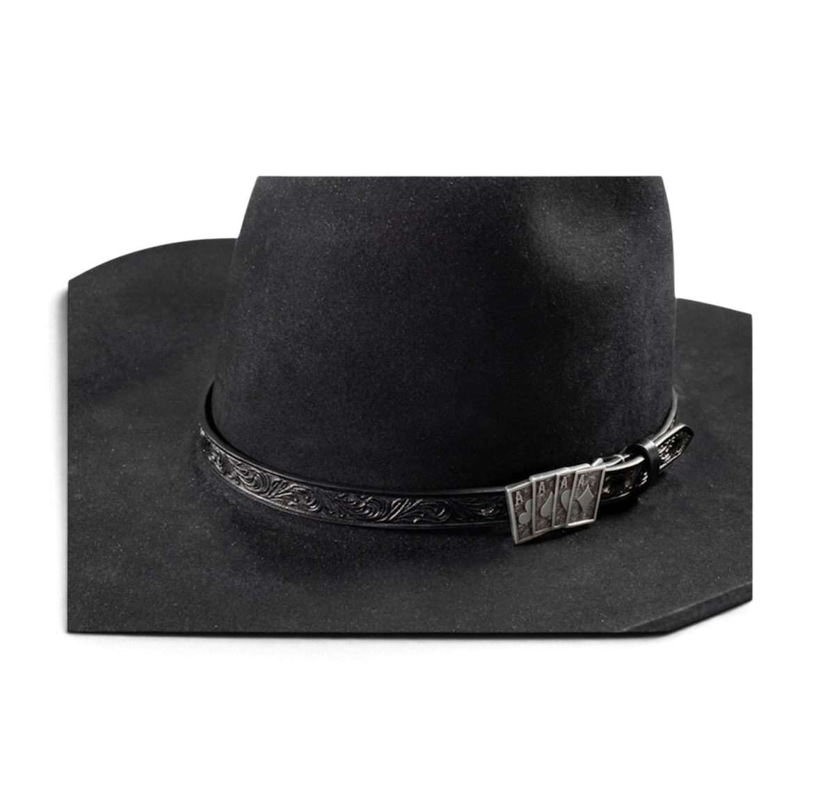 Läderhattband Floral Ace – Black