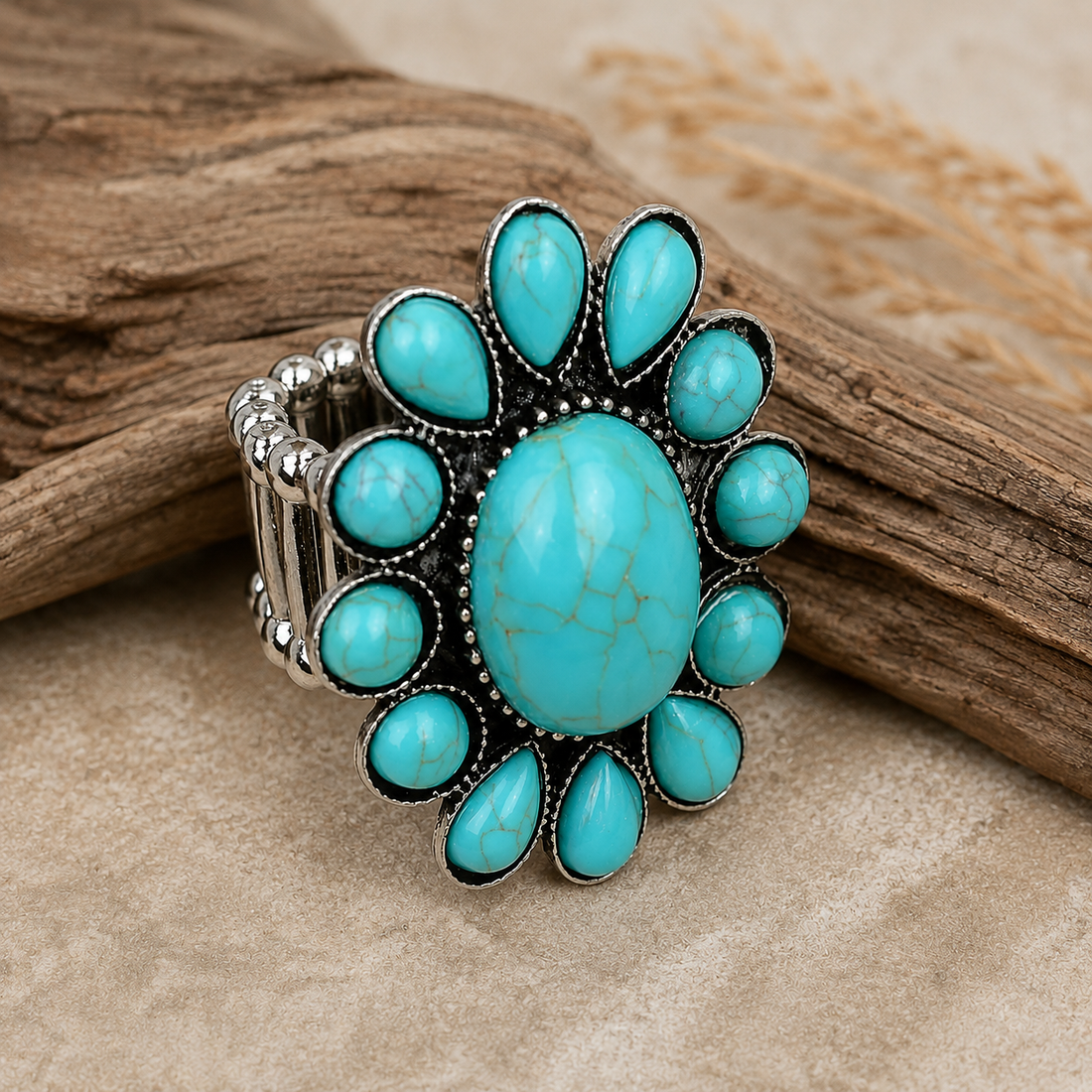 Turquoise Blossom Statement Ring