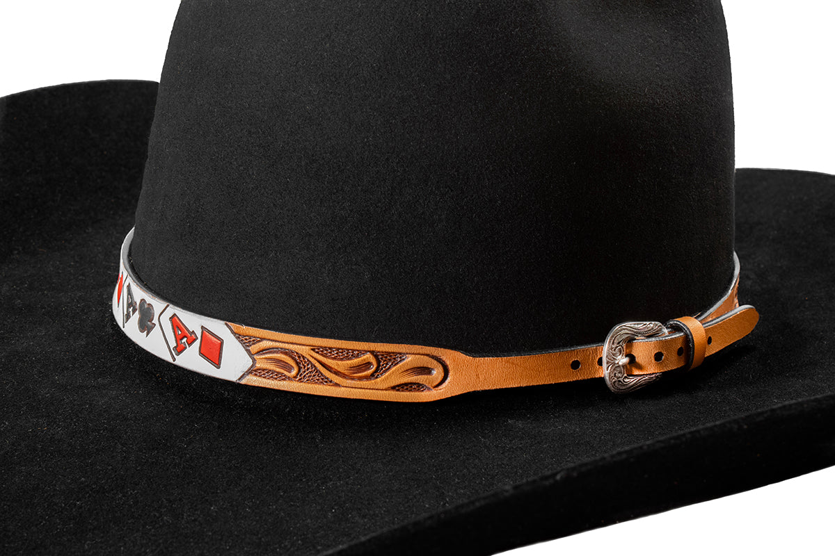 Läderhattband Ace Cards – Natural