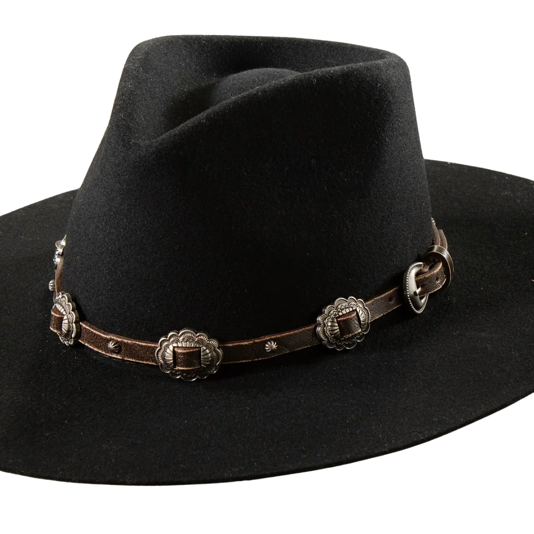 Läderhattband Concho – Brown