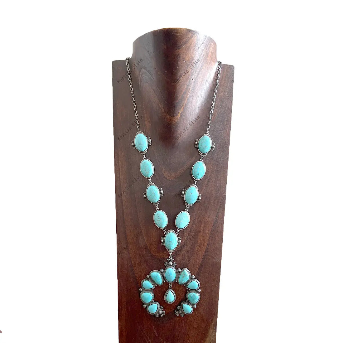 Western Squash Blossom Halsband – Turkos