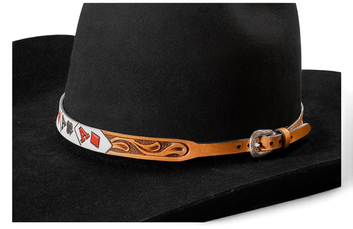 Läderhattband Ace Cards – Natural