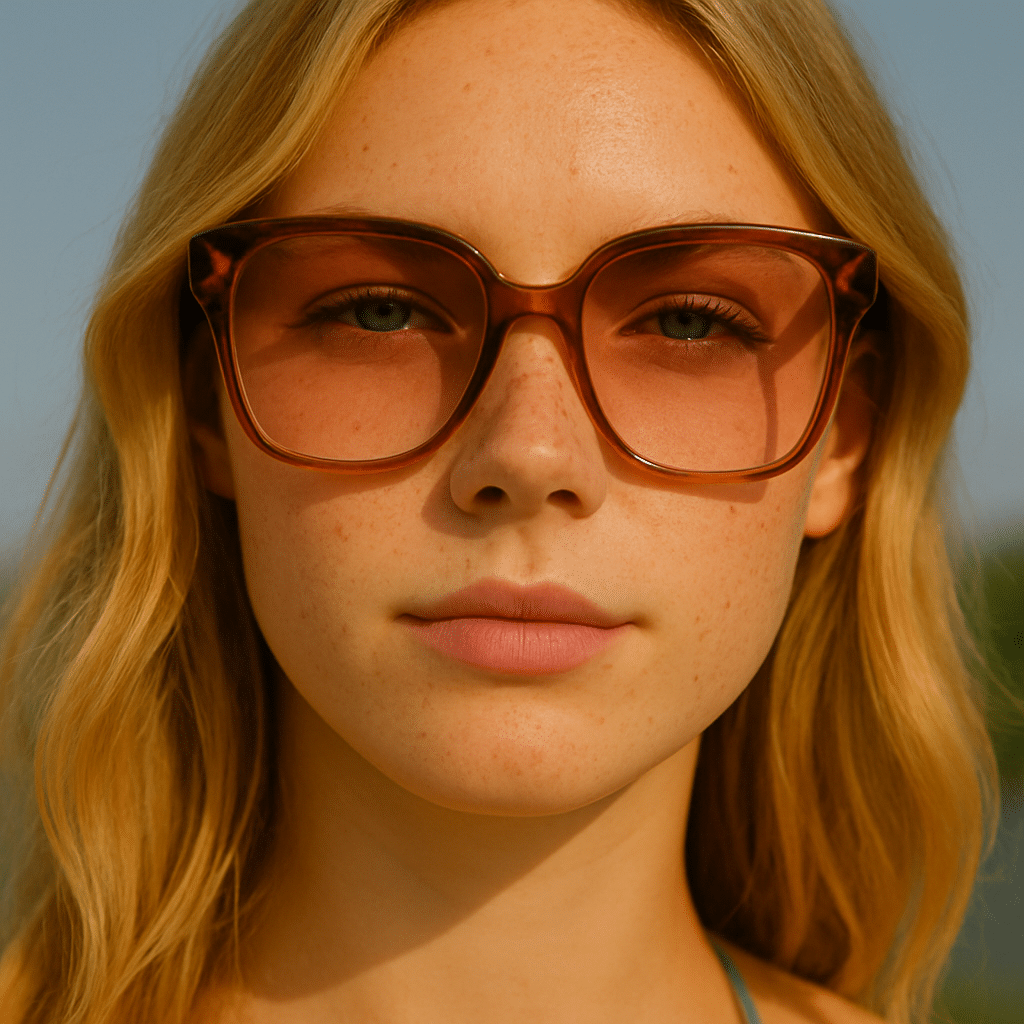 Cookie Solglasögon “Peachy Pink” – Brun Transparent Båge &amp; Rosa Tonade Linser