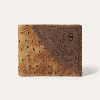Tooled Embossed Ostrich Bi-Fold Wallet Stetson