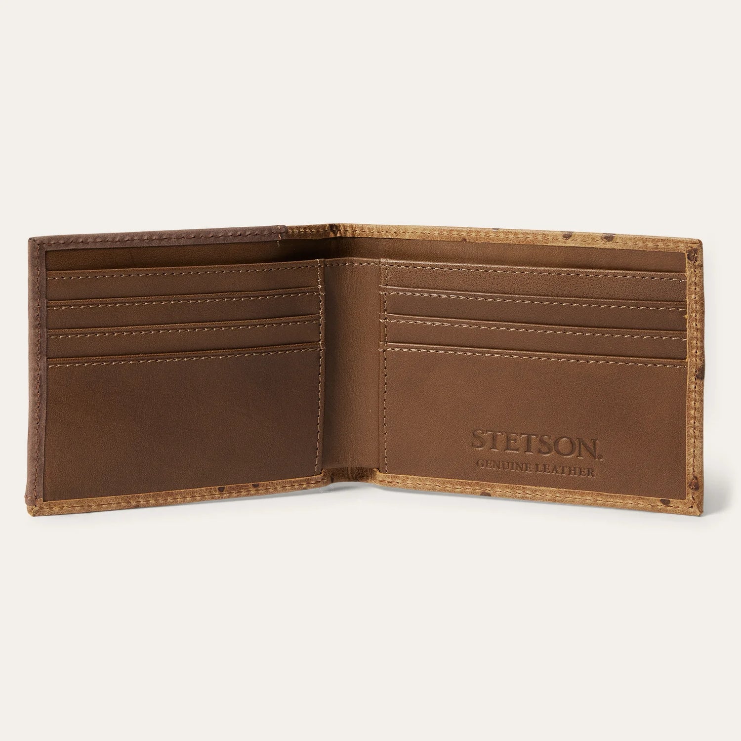 Tooled Embossed Ostrich Bi-Fold Wallet Stetson